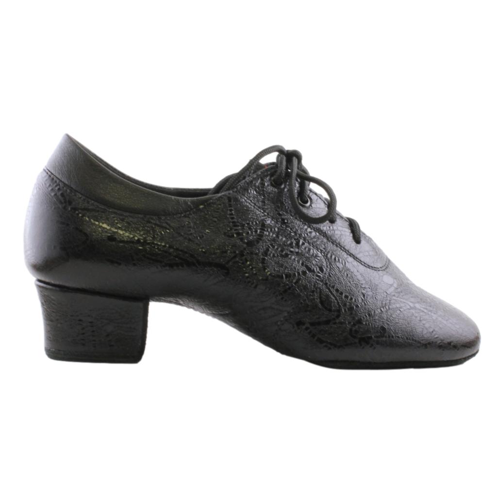 Practice Dance Shoes for Women, Model 1205N Flexi, Black Leather, Pattern Splash
