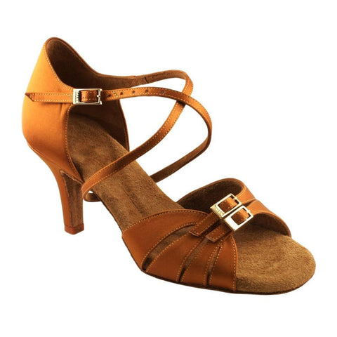 Galex 2274 Tatiana, Heel 6cm Flare W, Gold Cedar Satin, Women's Latin Dance Shoes