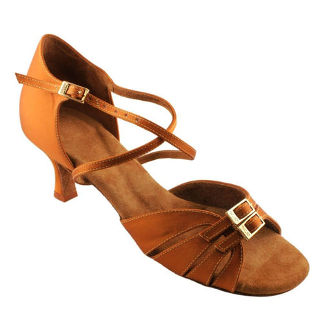 Galex 2274 Tatiana, Heel 6cm Flare W, Gold Cedar Satin, Women's Latin Dance Shoes