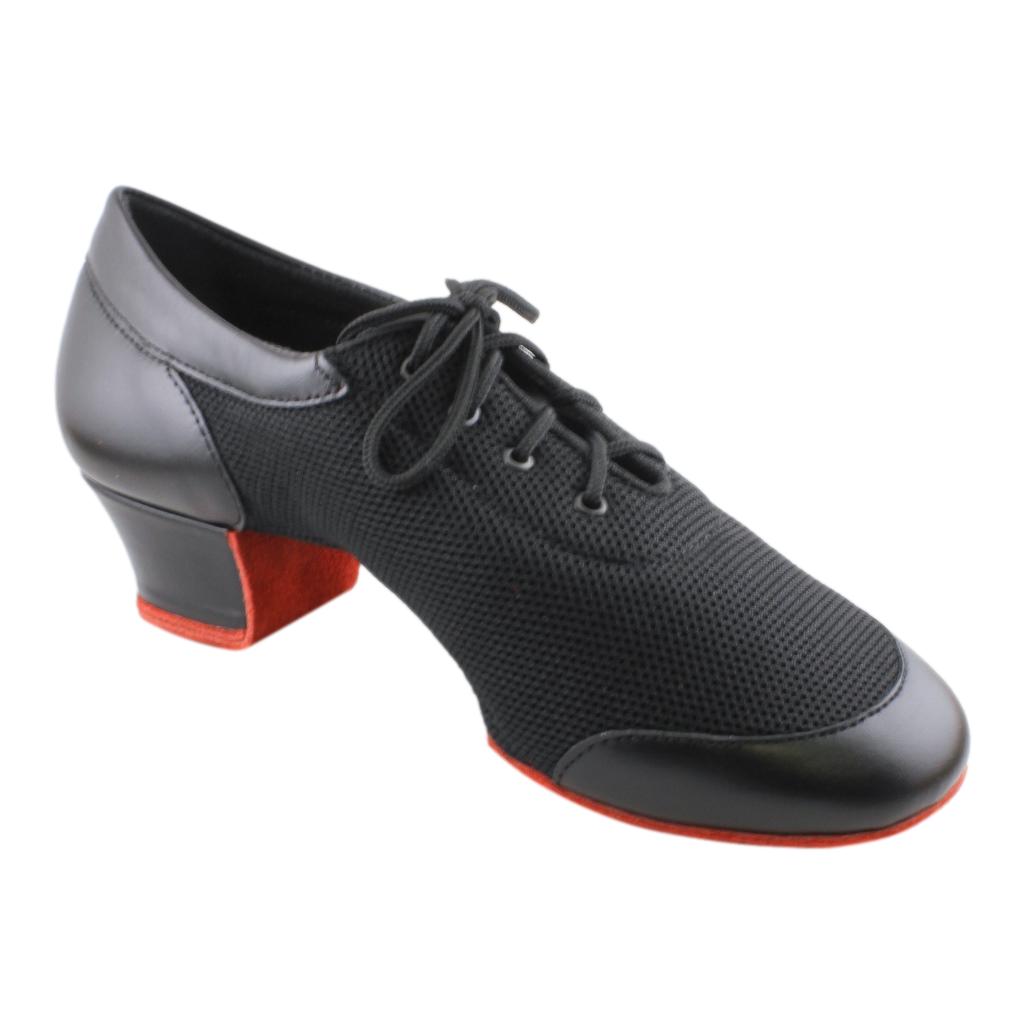 Practice Dance Shoes, 4000 Vento, Black Leather Mash, Red Split Sole