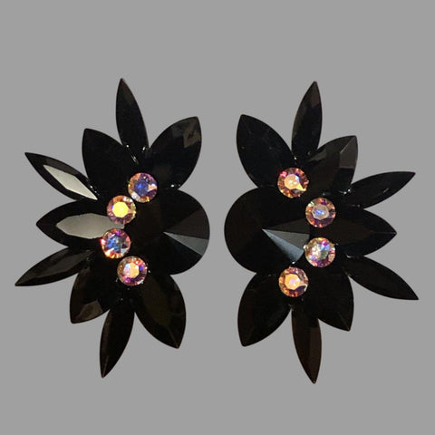 Earrings, Crystal AB and Sunflower Rhinestones