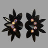 Earrings, Jet and Crystal AB Rhinestones