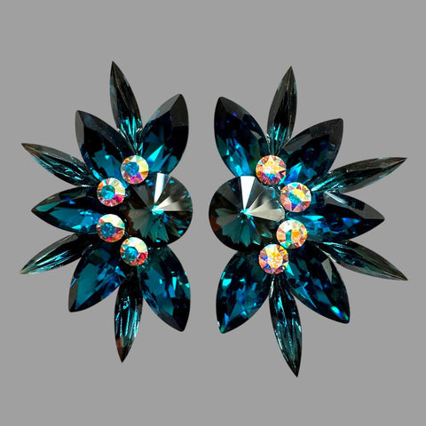 Earrings, Blue Zircon Rhinestones