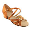 Galex 3019 Mia, Block Heel, Gold Cedar Satin, Girls' Latin Dance Shoes