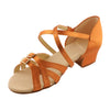 Galex 3019 Mia, Block Heel, Gold Cedar Satin, Girls' Latin Dance Shoes
