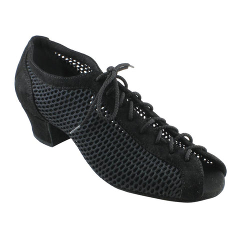 Practice Dance Shoes, 4000 Vento, Black Leather Mesh, Red Sole
