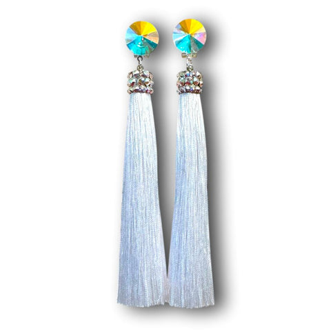 Earrings, Sapphire and Padparadsha Rhinestones
