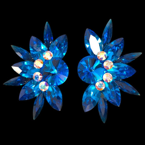 Earrings, Blue Zircon Rhinestones