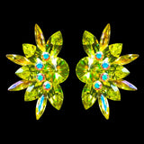 Earrings, Citrus Green and Crystal AB Rhinestones