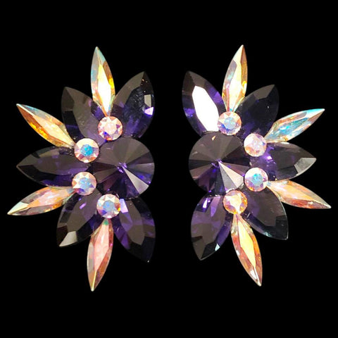 Earrings, Light Siam and Crystal AB Rhinestones