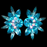 Earrings, Light Turquoise and Crystal AB Rhinestones