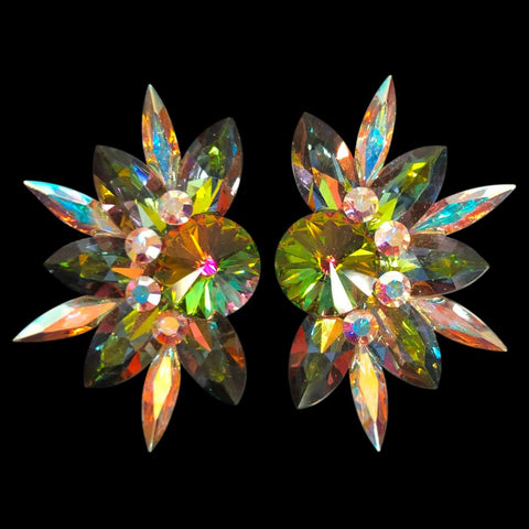 Earrings, Olivine - Emerald - Peridot Rhinestones