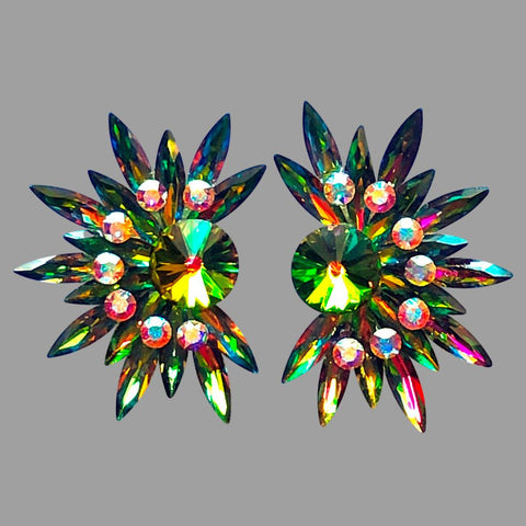 Earrings, Vitrail Medium & Crystal AB Rhinestones