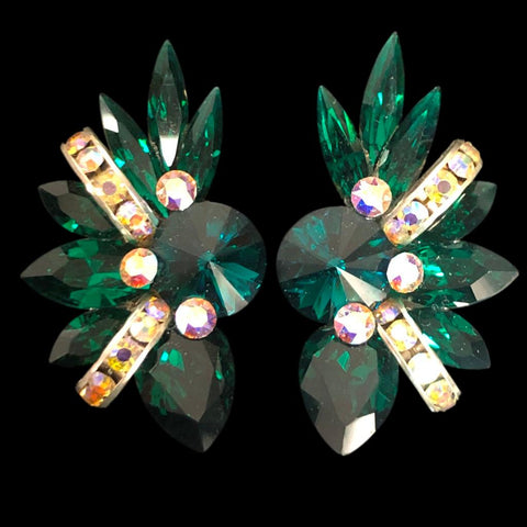 Earrings, Olivine - Emerald - Peridot Rhinestones