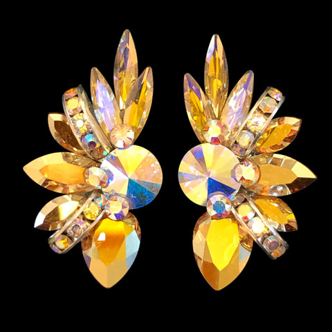 Earrings, Light Siam Rhinestones