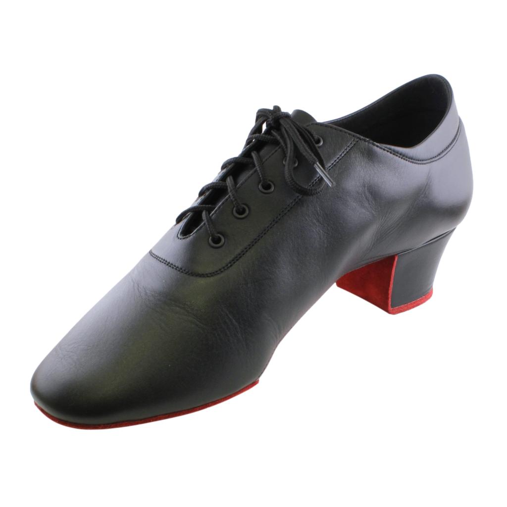 Men's Latin Dance Shoes, 1207 Profi, Black Leather / Red Neoprene