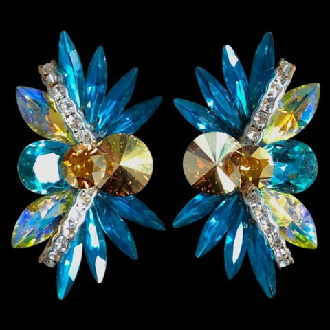 Earrings, Light Siam Rhinestones