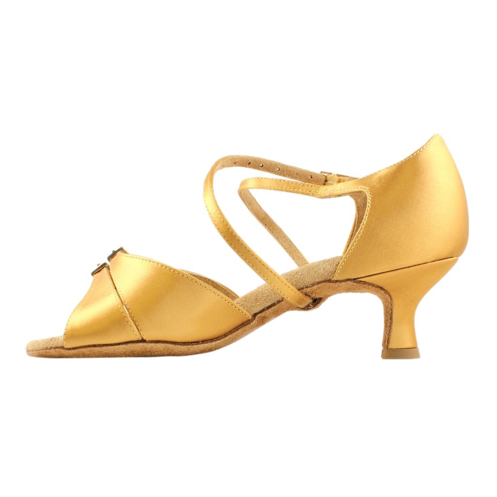 Women's Latin Dance Shoes, 2274 Tatiana, RR Tan Satin, Heel 5cm Flare W