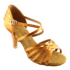 Latin Dance Shoes for Women, Model 2324, Heel EH13, Tan 3 (Dark Tan)