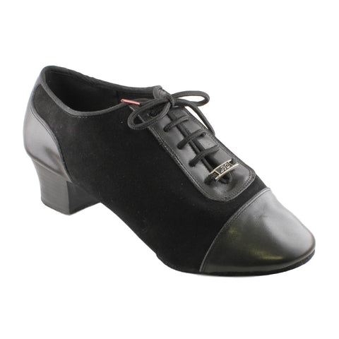 Men's Latin Dance Shoes, 1207 Profi, Black Leather / Red Neoprene