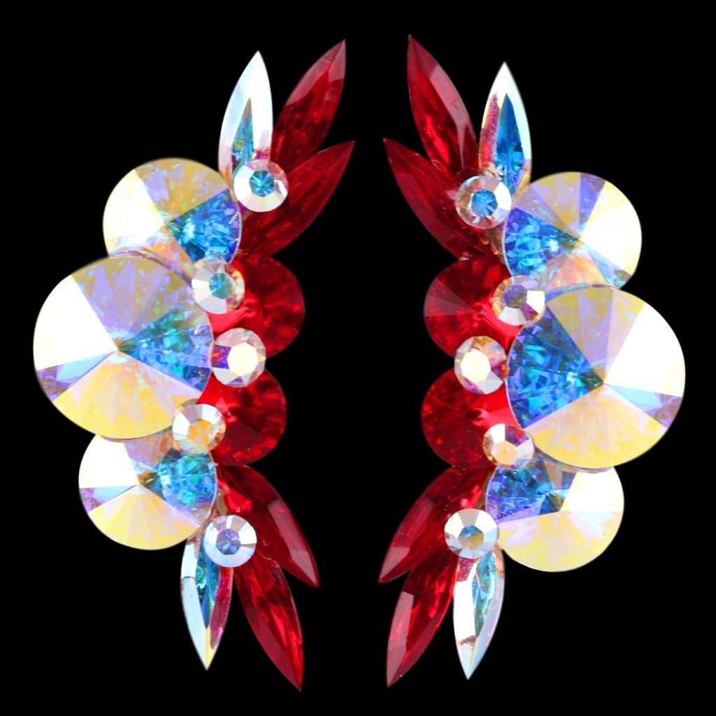 Crystal AB and Light Siam Clip-On Ballroom Earrings