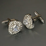 Triangle Silver Cufflinks with Crystal