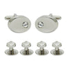 DSI London 4606 Silver Cufflink and Stud Set with Crystal Rhinestones