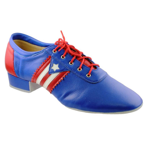 Men's Smooth Dance Shoes, Flexi M, Red-Blue-White Patent Leather