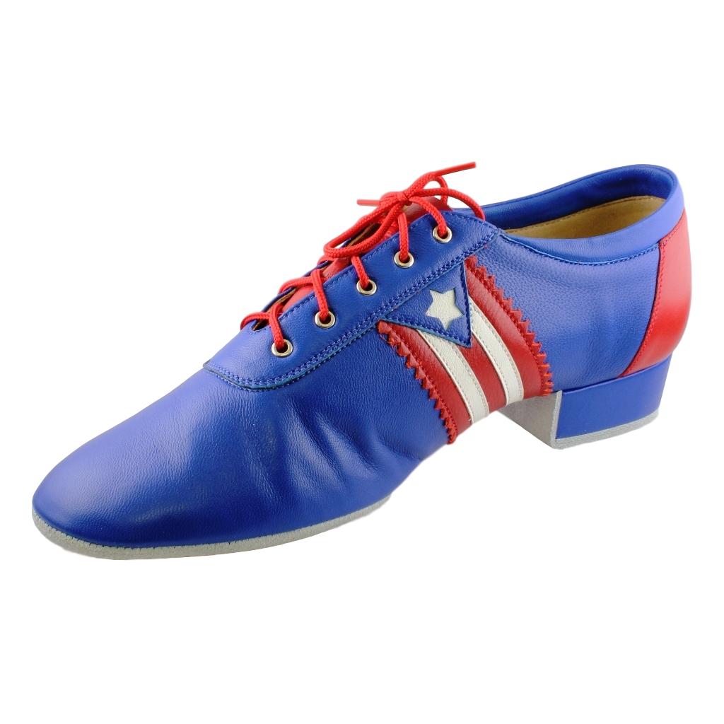 Galex Salsa Dance Shoes for Men, Model Flexi M, Blue Leather