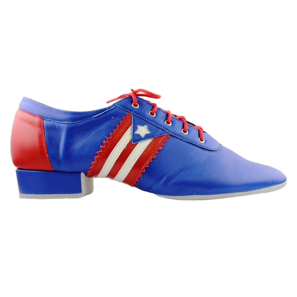 Galex Salsa Dance Shoes for Men, Model Flexi M, Blue Leather