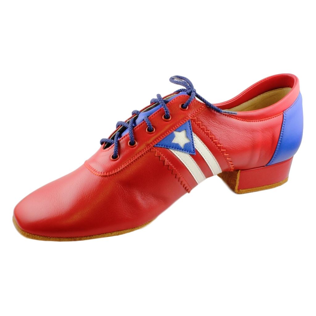 Galex Salsa Dance Shoes for Men, Model Flexi M, Red Leather