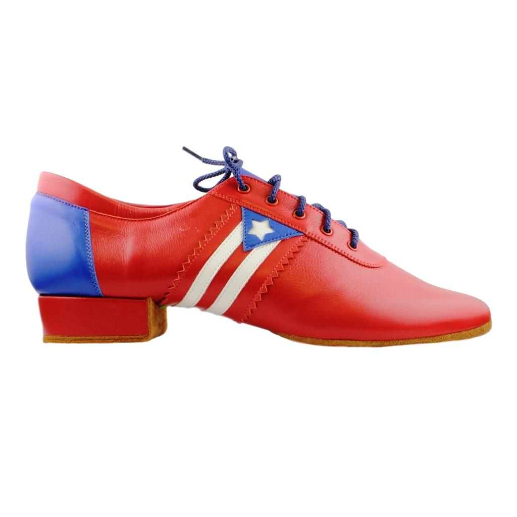 Galex Salsa Dance Shoes for Men, Model Flexi M, Red Leather