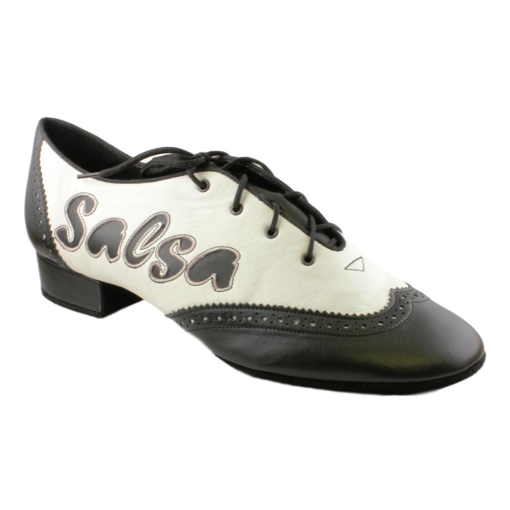 Men s Salsa Dance Shoes Flexi M Black White Leather