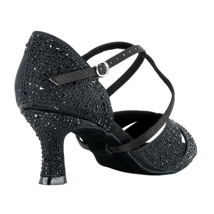 GFranco Latin Dance Shoes for Women, Model Gem, Black, Heel 2.5"