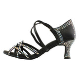 GFranco Latin Dance Shoes for Women, Model Mystique, Black, Heel 2.5