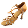 GFranco Latin Dance Shoes for Women, Model Mystique, Tan, Heel 3