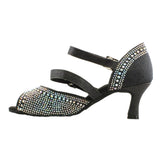Women's Latin Dance Shoes, Model Onyx, Black, Heel 2.5