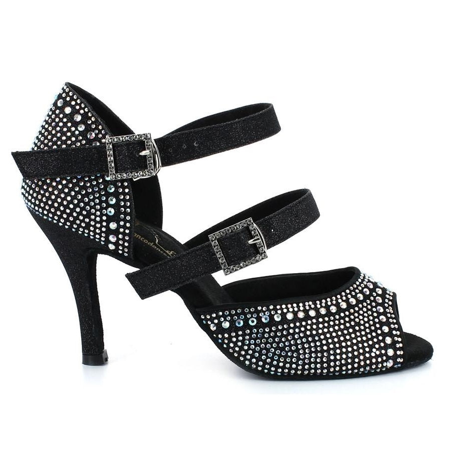 Women's Latin Dance Shoes, Model Onyx, Black, Heel 3"