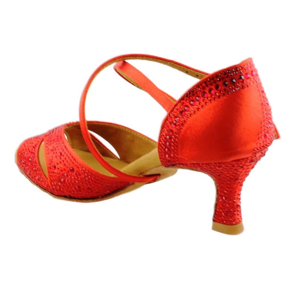 GFranco Latin Dance Shoes for Women, Model Gem, Ruby Red, Heel 2.5"