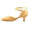 Galex Sofia 6679 Smooth Dance Shoes for Women, Tan Satin, Heel 1 3/4