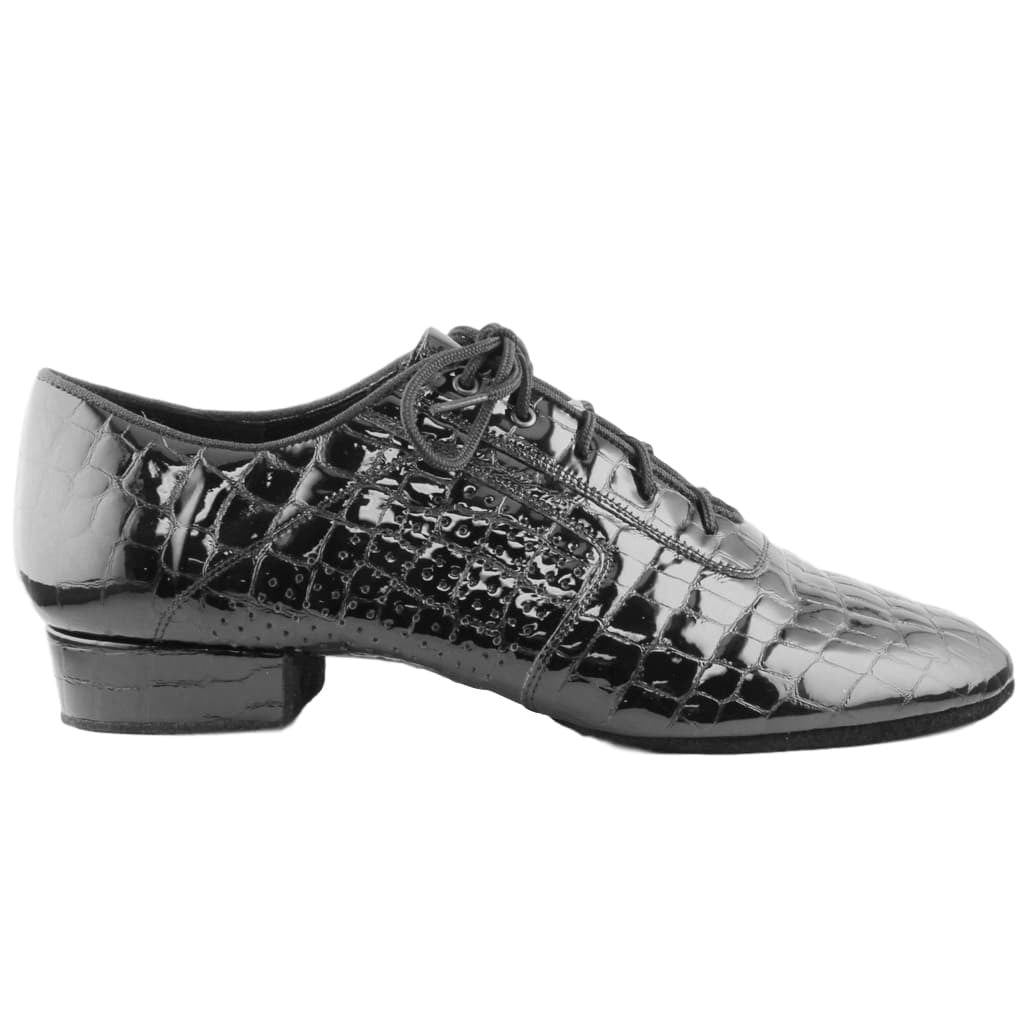 Galex Smooth Dance Shoes for Men, Model 1109 Oxford Flexi M, Crocodile Patent Leather