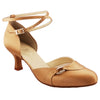 Galex Sofia 6679 Smooth Dance Shoes for Women, Tan Satin, Heel 6cm Flare