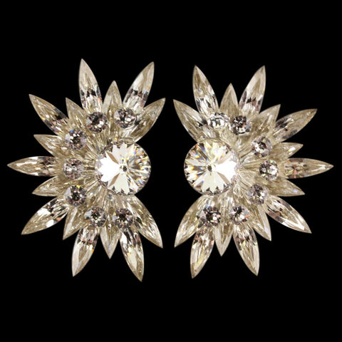 Earrings, Light Siam Rhinestones