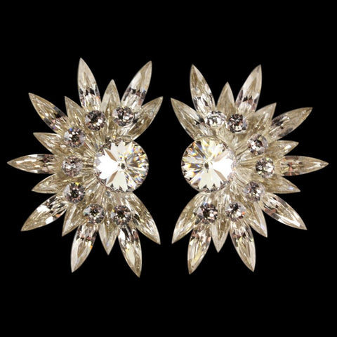Earrings, Emerald and Crystal AB Rhinestones