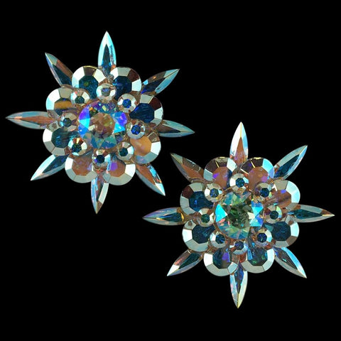 Earrings, Light Siam Rhinestones