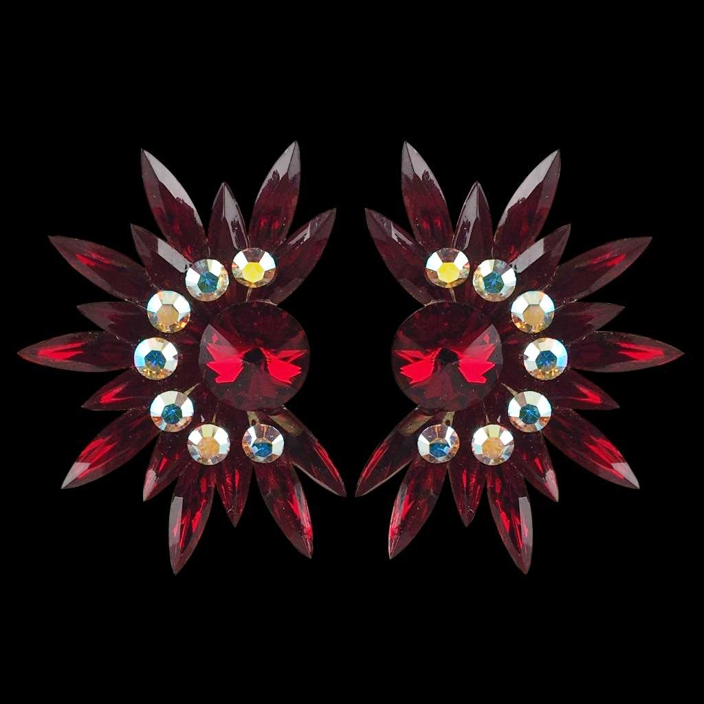 Euro Glam Earrings, Clip-On, Swarovski Siam - Crystal AB