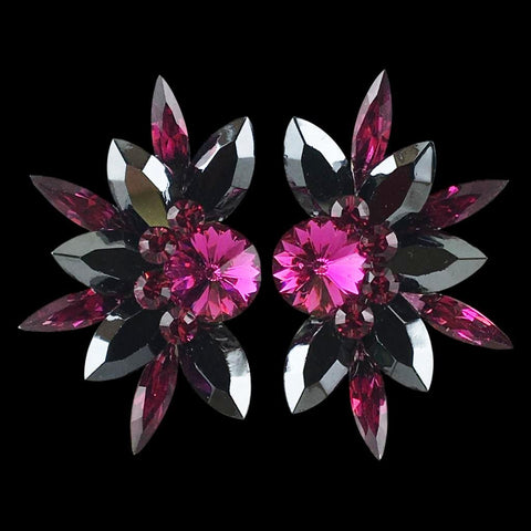 Earrings, Crystal - Purple Velvet - Light Sapphire Rhinestones