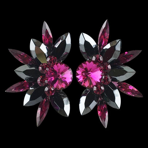 Earrings, Black Diamond and Crystal AB Rhinestones