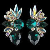 Euro Glam Earrings, Clip-On, Swarovski Emerald - Crystal AB