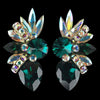 Euro Glam Earrings, Clip-On, Swarovski Emerald - Crystal AB